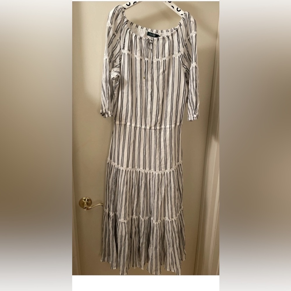 ralph lauren gauze striped dress sz 12
